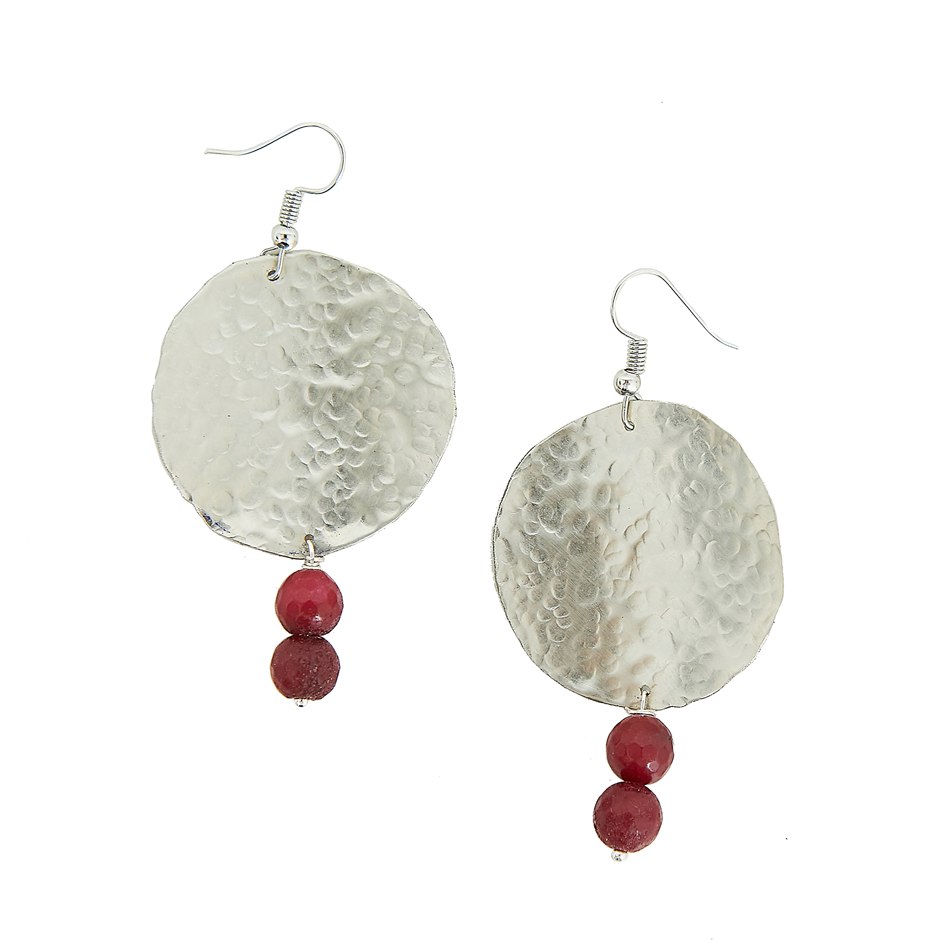 Handmade forgings earrings Aithra by alpaca and dual semi-precious stone agate.