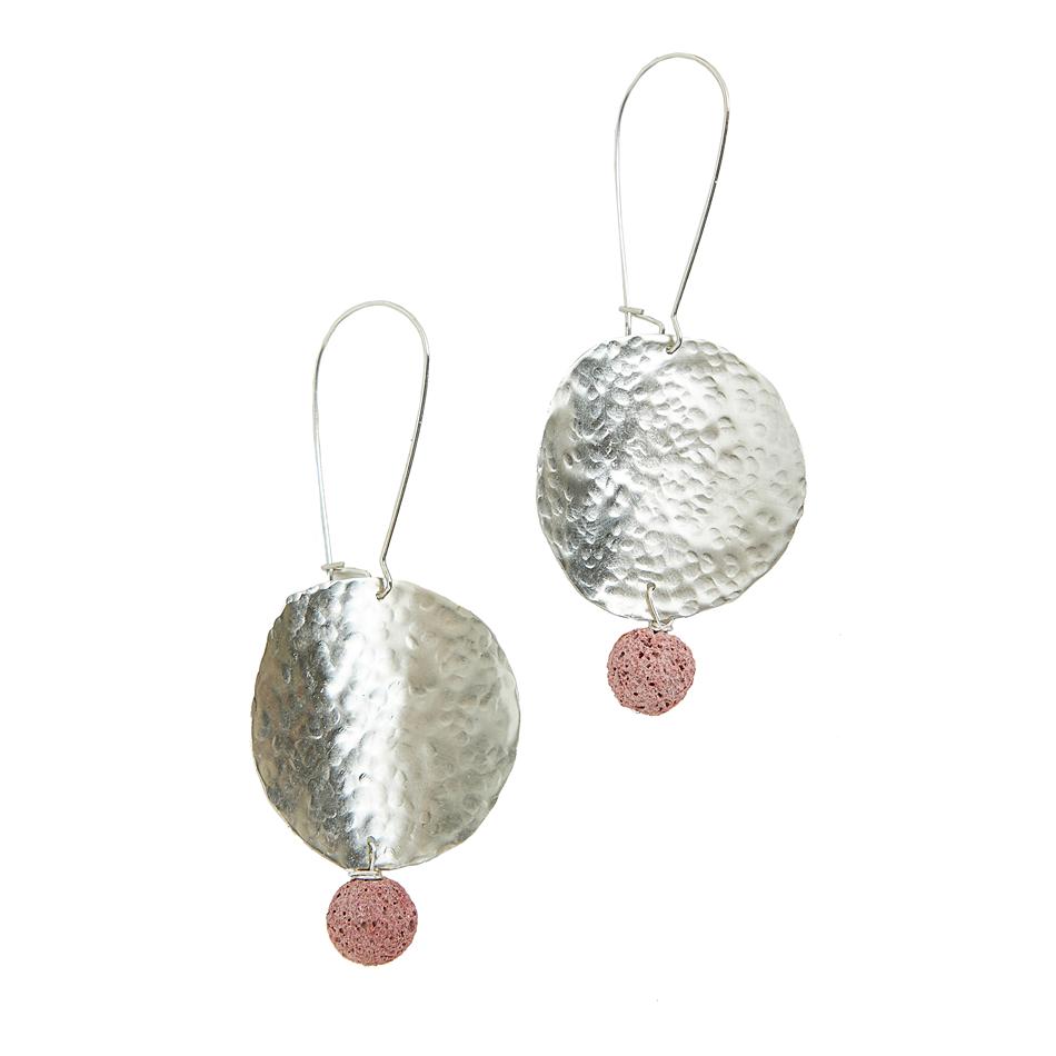 Handmade forgings earrings Electra by alpaca and volcanic lava stones.