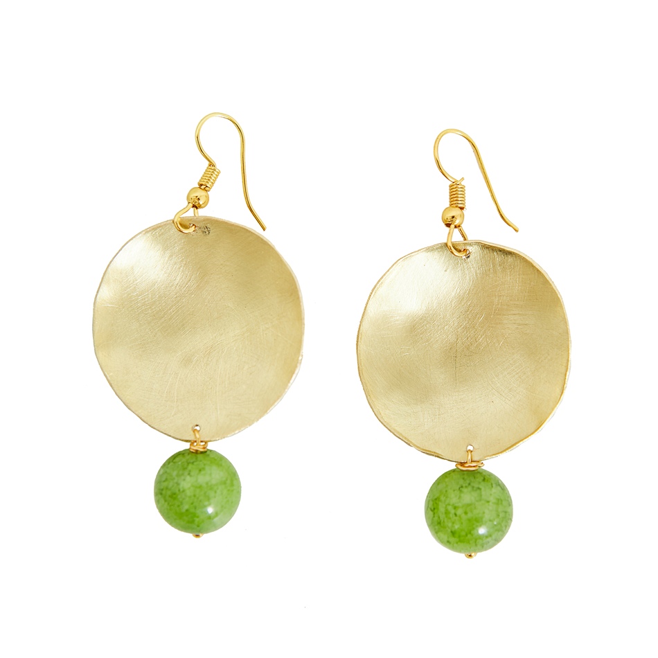 Handmade "Themis" earrings made of brass and semi precious stones.